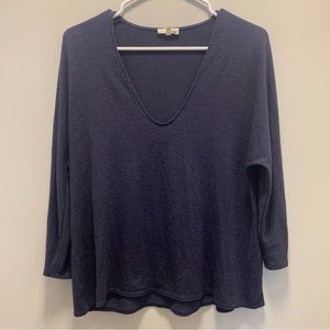 Aritzia Wilfred Free V Neck Sweater Lightweight Blue Rayon Blend